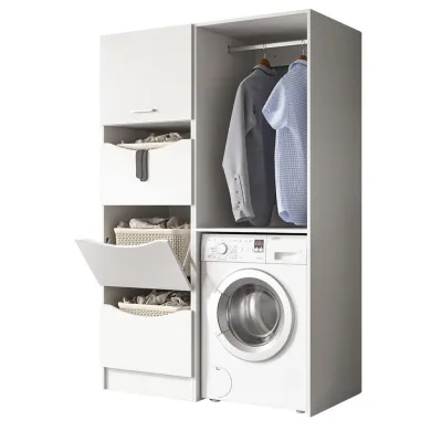 Inn.Furn Waschmaschinenschrank Weiß 126x196x68 cm