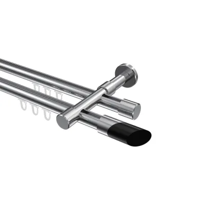 Interdeco Gardinenstange Chrom, Schwarz 420 cm