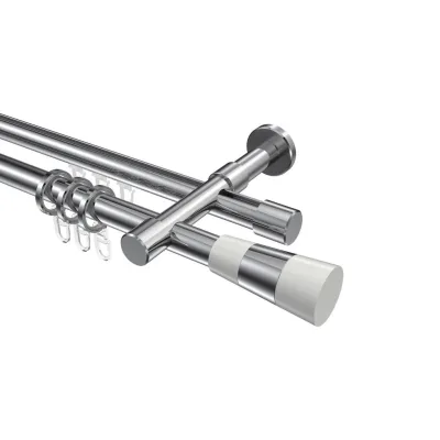 Interdeco Gardinenstange Chrom, Weiß 420 cm