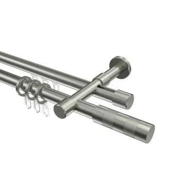 Interdeco Gardinenstange Edelstahl, Silber 140 cm