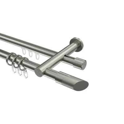 Interdeco Gardinenstange Edelstahl, Silber 240 cm