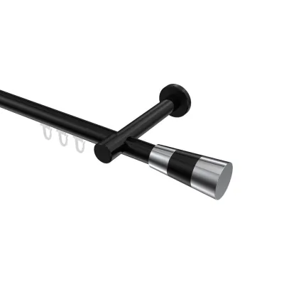 Interdeco Gardinenstange Schwarz, Chrom 240 cm