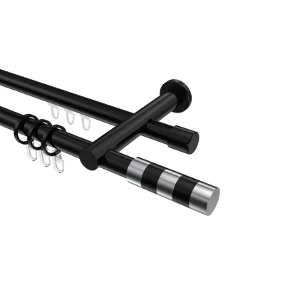 Interdeco Gardinenstange Schwarz, Chrom 360 cm