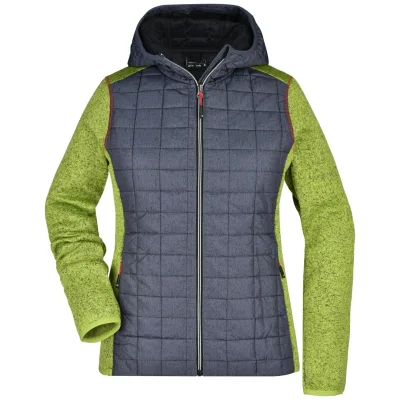James & Nicholson Strickfleecejacke im stylischen Materialmix Damen JN771 Gr. 2XL kiwi-melange/anthracite-melange