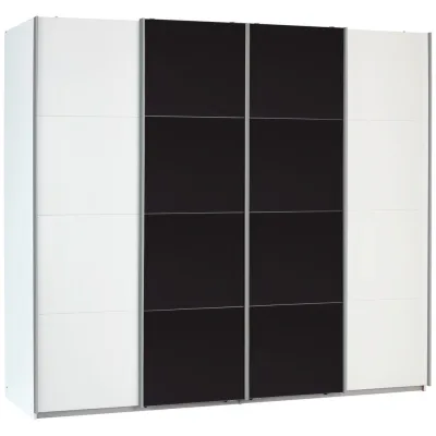 James Wood Schiebetürenschrank Weiß, Dunkelgrau 361x230x62 cm
