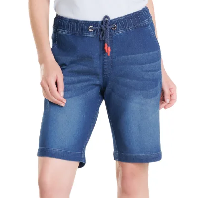 ElleNor Jogg-Jeans Bermuda für Damen Darkblue