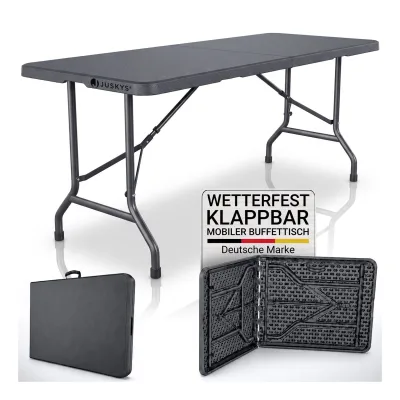 JUSKYS® Klappbarer Gartentisch Easyfold Anthrazit - Klapptisch mit Tragegriff, stabiler multifunktionaler Buffettisch, 180x74x74 cm