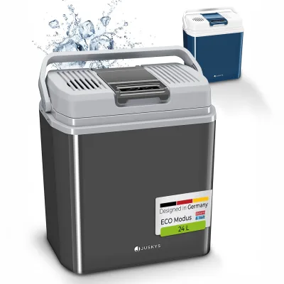 Juskys Kühlbox Nordpol 12V/230V für Auto, Lkw, Camping - thermoelektrisch Mini-Kühlschrank 24 L Grau