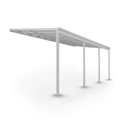 Juskys Terrassendach Borneo 6x3 m Aluminium mit Doppelstegplatten Terrassenüberdachung Weiß