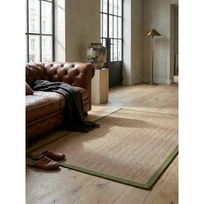 Jute-Teppich geometrisch Braun-Grün 200 x 290 cm - TRENT   Kadima