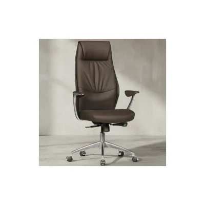 KADIMA DESIGN Chefsessel TEMZA Echtleder, Aluminium, 3-Stufen Synchronmechanik, bis 120 kg, 8 Stunden