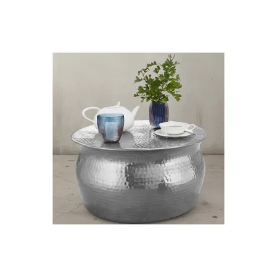 KADIMA DESIGN Couchtisch ENNS: Orientalisch, Hammerschlagstrukturen, Aluminium, handgefertigt