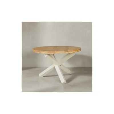 KADIMA DESIGN Esstisch TEKO: Massivholz Rund, 120 cm Durchmesser, Sheesham/Akazie Holz, Kreuzbeine, Handgefertigt