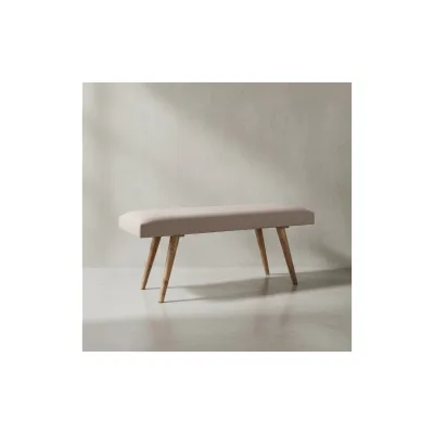 KADIMA DESIGN Sitzbank SILE: Retro-Stil, Bequeme Polsterung, Strapazierfähiger Stoffbezug, Massivholz, Anti-Rutsch-Noppen