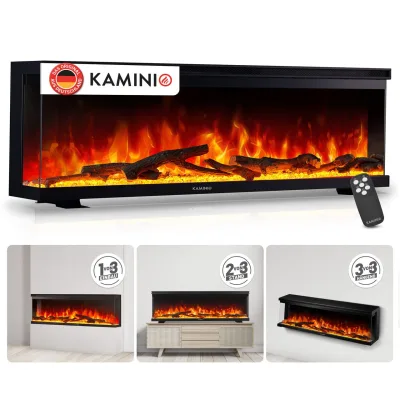 KAMINIO KAMINIO Elektrokamin LEA - Elektrischer 3-in-1 Kamin mit Panoramaview - 60 Zoll