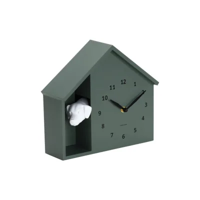 Karlsson Wanduhr Peeking Doggy Waldgrün 24.9x27 cm