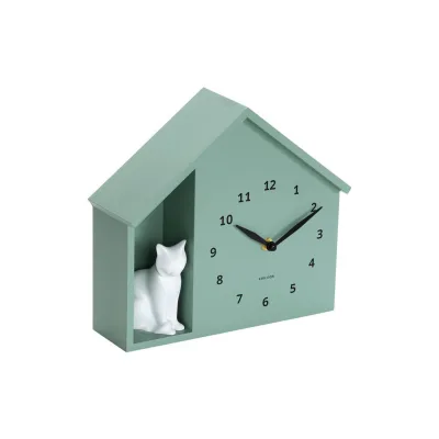 Karlsson Wanduhr Sitting Cat Salbeigrün 24.9x27 cm