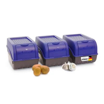 Kartoffel Aufbewahrungsbox   3x mittel 5L   Marine BLAU   Kartoffelbox   Gemüsebox stapelbar Zwiebelbox Kartoffelkorb Obstbehälter Kartoffelkiste Zwiebel Aufbewahrung Frischhaltedose Möhren