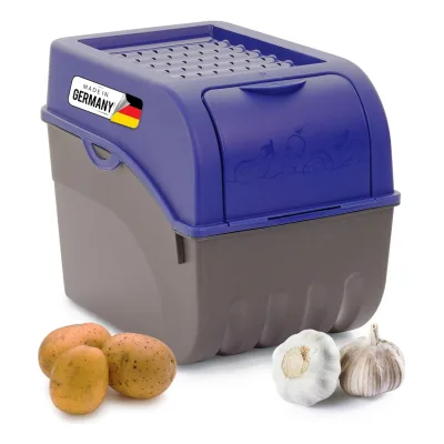 Kartoffel Aufbewahrungsbox   groß 9L   Marine BLAU   Kartoffelbox   Gemüsebox stapelbar Zwiebelbox Kartoffelkorb Obstbehälter Kartoffelkiste Zwiebel Aufbewahrung Frischhaltedose Möhren