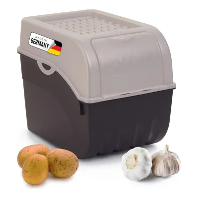 Kartoffel Aufbewahrungsbox   groß 9L   PERLMUT Weiss   Kartoffelbox   Gemüsebox stapelbar Zwiebelbox Kartoffelkorb Obstbehälter Kartoffelkiste Zwiebel Aufbewahrung Frischhaltedose Möhren