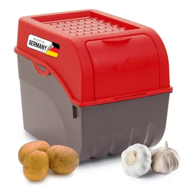 Kartoffel Aufbewahrungsbox   groß 9L   ROT   Kartoffelbox   Gemüsebox stapelbar Zwiebelbox Kartoffelkorb Obstbehälter Kartoffelkiste Zwiebel Aufbewahrung Frischhaltedose Möhren…