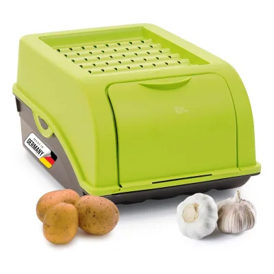 Kartoffel Aufbewahrungsbox   klein 3,5L   GRÜN   Zwiebelbox   Gemüsebox stapelbar Kartoffelbox Zwiebel Aufbewahrung Kartoffelkorb Obstbehälter Kartoffelkiste Frischhaltedose Möhren