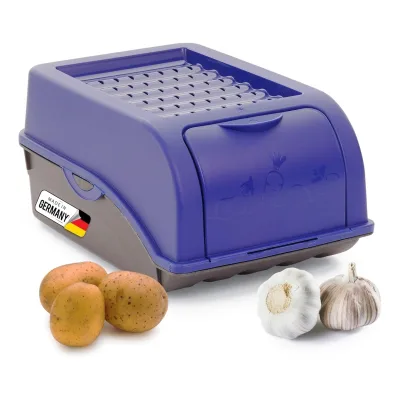 Kartoffel Aufbewahrungsbox   klein 3,5L   Marine BLAU   Zwiebelbox   Gemüsebox stapelbar Kartoffelbox Zwiebel Aufbewahrung Kartoffelkorb Obstbehälter Kartoffelkiste Frischhaltedose Möhren