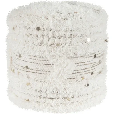 Kayoom Pouf Creme, Grün 35 cm