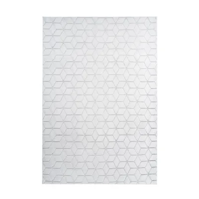 Kayoom Teppich Vivica 125 Weiß / Graublau Grau, Weiß 80x150 cm