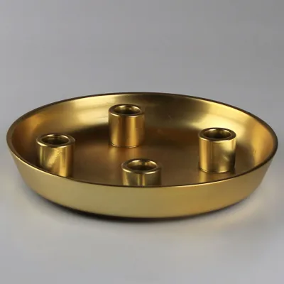 Kerzenhalter für 4 Kerzen, gold, Keramik, 22,8 x 22,8 x 3,7 cm