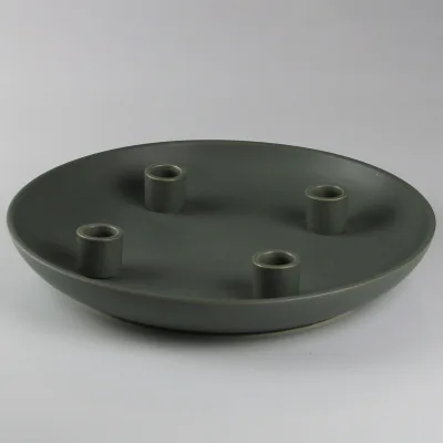 Kerzenhalter für 4 Kerzen, grau, Keramik, 31 x 31 x 3,7 cm