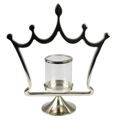 Kerzenhalter Krone, Silber, Aluminium