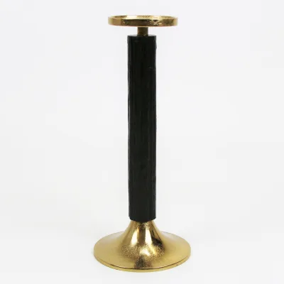 Kerzenständer, schwarz/gold, Aluminium, D12xH30cm