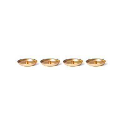 Kerzenständer Stabkerzen 4er-Set Gold 15cm Durchmesser Adventskranz Kerzenteller scandic chic Candle Holder Stabkerzenhalter Weihnachten Dekoschale Tischdeko modern Wohnzimmer