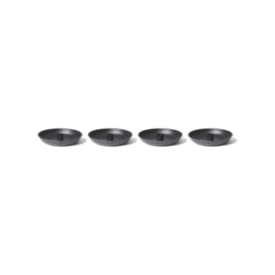 Kerzenständer Stabkerzen 4er-Set SCHWARZ Durchmesser 18cm Adventskranz Kerzenteller scandic chic Candle Holder Stabkerzenhalter Weihnachten Dekoschale Tischdeko modern Wohnzimmer