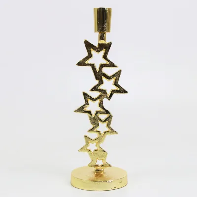 Kerzenständer 'Sterne', gold, Aluminium, 25 cm