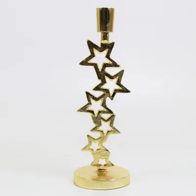 Kerzenständer 'Sterne', gold, Aluminium, 32cm
