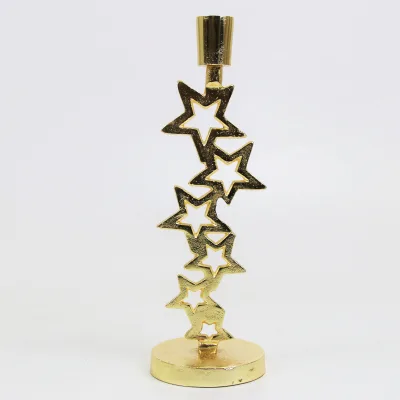 Kerzenständer 'Sterne', gold, Aluminium