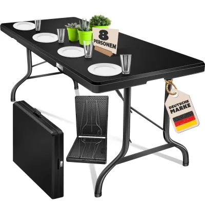KESSER® Buffettisch Tisch klappbar Kunststoff 183x76 cm Campingtisch Partytisch Klapptisch Gartentisch für Garten, Terrasse und Balkon zusammenklappbar 8 Personen inkl. Tragegriff und Cover
