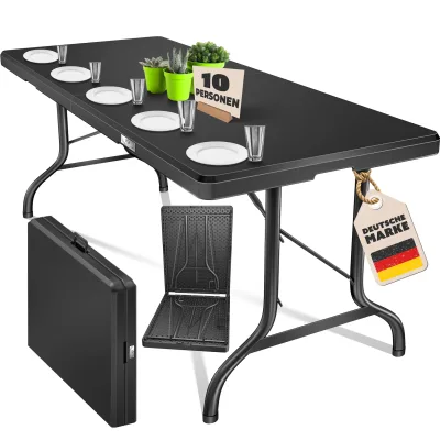 KESSER® Buffettisch Tisch klappbar Kunststoff 183x76 cm Campingtisch Partytisch Klapptisch Gartentisch für Garten, Terrasse und Balkon zusammenklappbar 8 Personen inkl. Tragegriff und Cover
