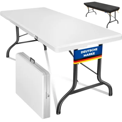 KESSER® Buffettisch Tisch klappbar Kunststoff 183x76 cm Campingtisch Partytisch Klapptisch Gartentisch für Garten, Terrasse und Balkon zusammenklappbar 8 Personen inkl. Tragegriff und Cover