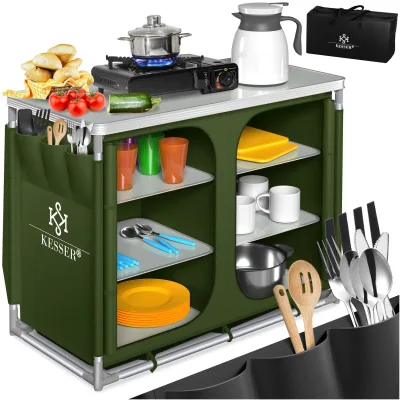 KESSER® Campingschrank, Campingküche mit Aluminiumgestell,  inkl.Tragetasche ,  Kocherschrank für Camping , Campingmöbel , Outdoor