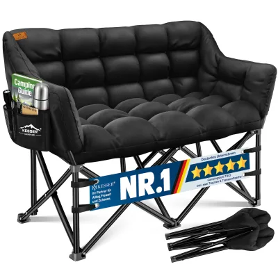 KESSER® Campingsofa faltbar, Campingcouch breit, gepolstert mit Seitentaschen & Tasche, Faltsofa DUO, Campingstuhl Indoor & Outdoor, Camping, Festival, Angeln & Garten