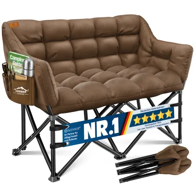KESSER® Campingsofa faltbar, Campingcouch breit, gepolstert mit Seitentaschen & Tasche, Faltsofa DUO, Campingstuhl Indoor & Outdoor, Camping, Festival, Angeln & Garten