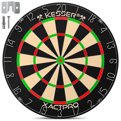 KESSER® Dartscheibe Sisal Professional Dartboard + Zubehör Steeldart Offizielles Dartscheibe Profi Steeldartscheibe - Dartboard inkl. Montageset
