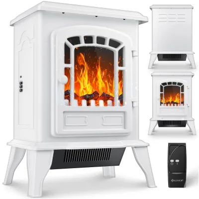 KESSER® Elektrokamin mit Heizlüfter & Fernbedienung 2000W Elektro Kamin Elektrischer Heizung LED Kaminfeuer Effekt Kaminofen Flammeneffekt Heizer Ofen geräuscharm regelbar
