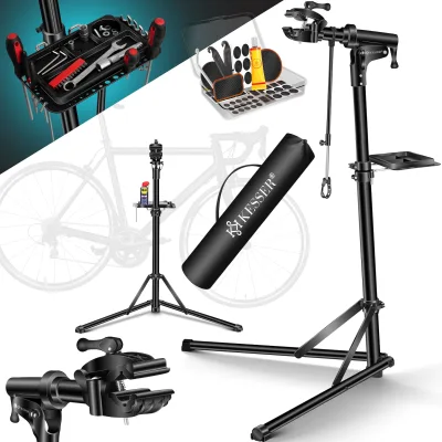 KESSER® Fahrradmontageständer Premium Profi 50kg - 360° drehbar für E-Bike, Mountainbike & Fahrrad, höhenverstellbarer Reparaturständer, mit Werkzeugablage, Tragetasche & Lenkerfixierung