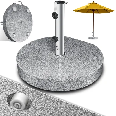 KESSER® Granit Sonnenschirmständer mit Edelstahlrohr, Hochwertiger Schirmständer Sockel 30KG - für Schirmstöcke bis 16-48 mm, Inkl. Transport Griff Garten Balkonschirmständer