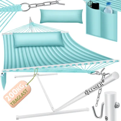 KESSER® Hängematte HILL mit Gestell Kissen Doppelhängematte für 2 Personen-Stabiler Rahmen -200kg Belastbarkeit Indoor & Outdoor XXL Hängesessel Doppel Mehrpersonen Garten Pool Balkon Terrasse