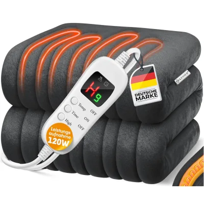 KESSER® Heizdecke aus Plüsch TÜV SÜD GS geprüft   elektrische Wärmedecke mit Timer Abschaltautomatik   Kuscheldecke    9 Temperaturstufen   waschbar bis 40°C   Digitalanzeige